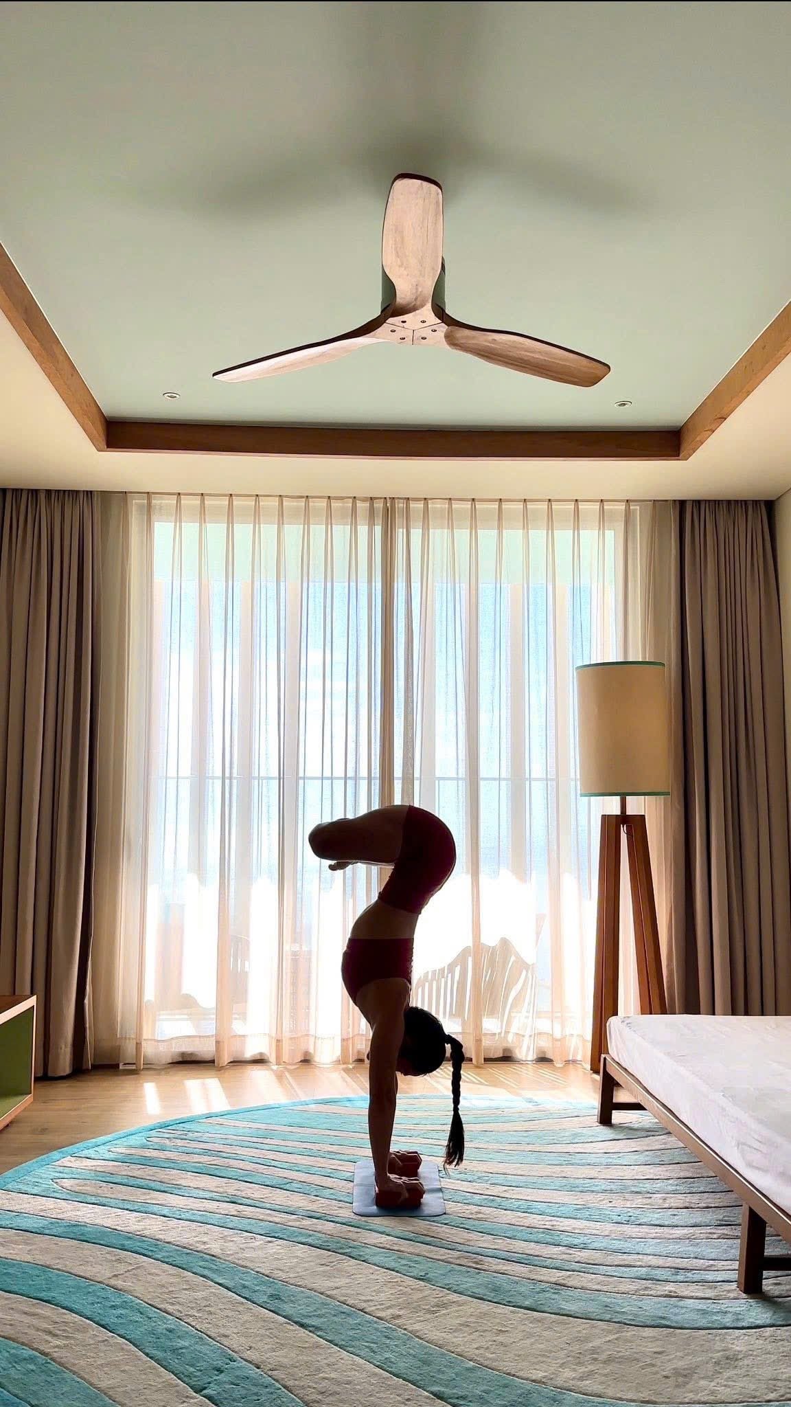 Handstand in beautiful room